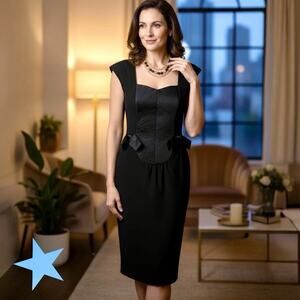 CARLISLE Women’s M 6 8 Vintage 80s Does 40s Cocktail Sheath Dress NEW Wool SEXY